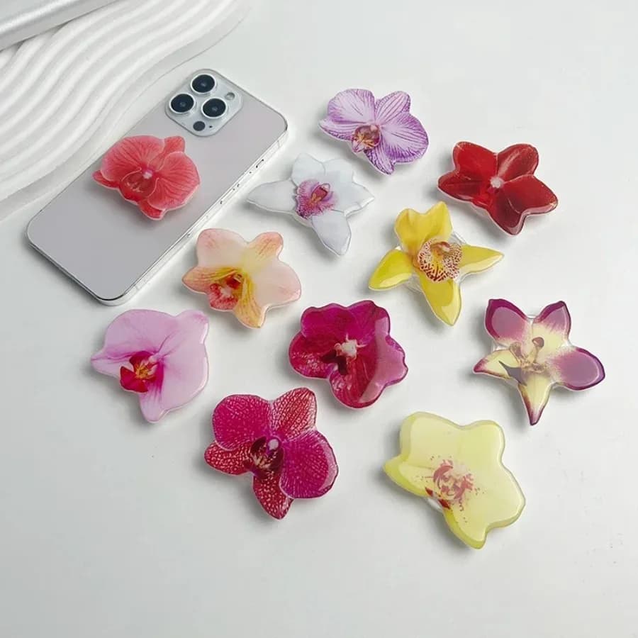 Flower Acrylic Phone Stand Folding Socket Clamp Phone Fashion Ring Buckle Stand for Universal Smartphone Accessories for IPhone
