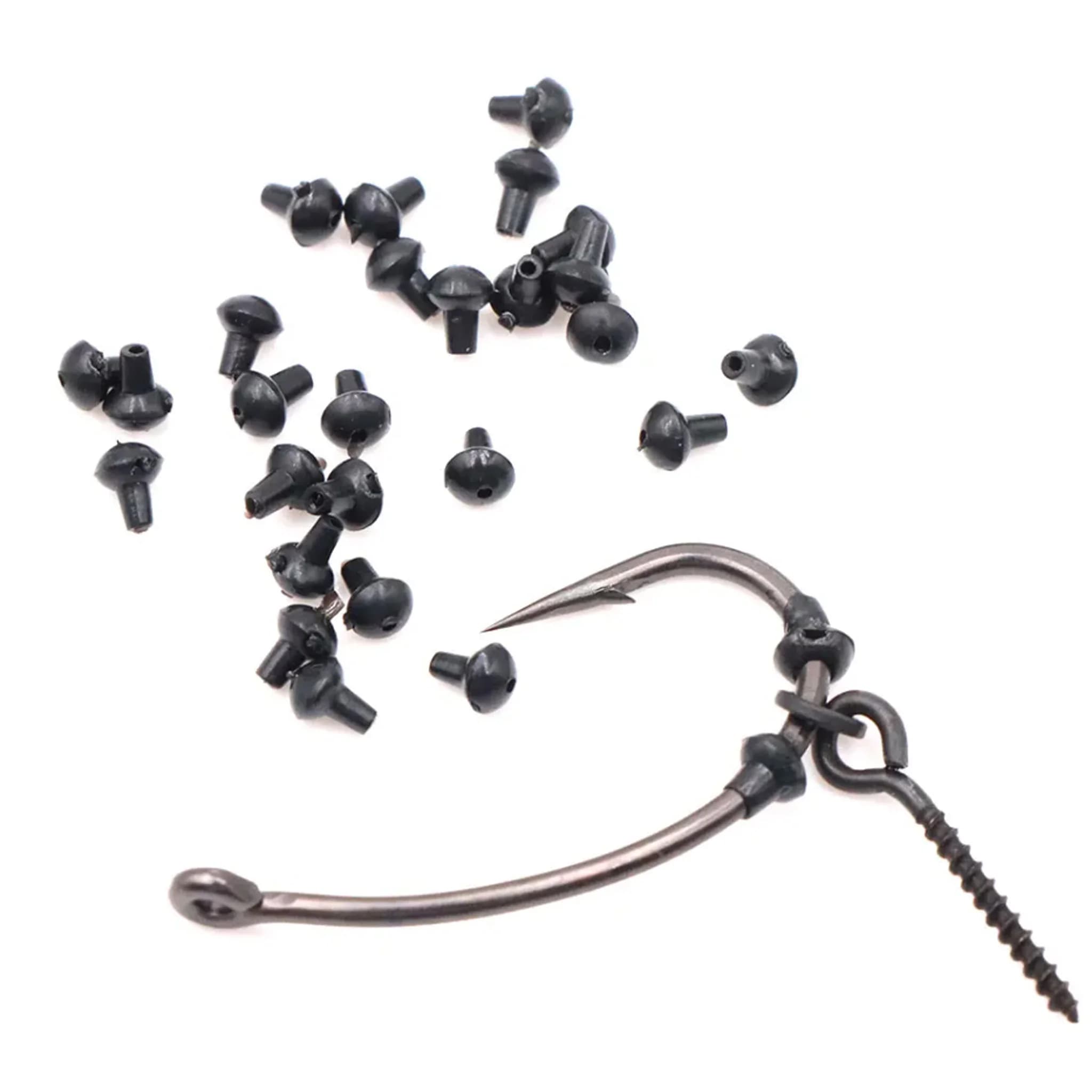 50 Pezzi Amo da Pesca Stile Europeo, Anello Bloccante per Esche con Perline, Accessorio per Attrezzatura da Pesca in Plastica Morbida