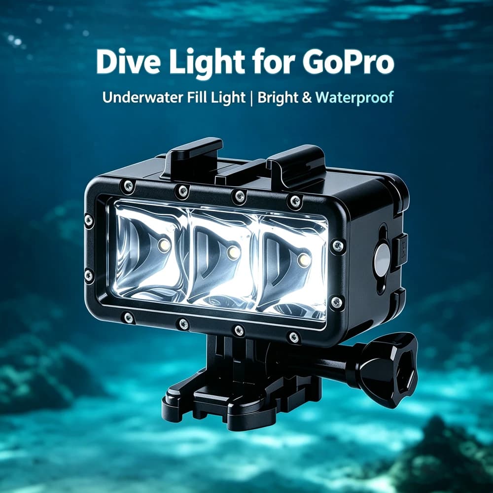 Impermeabile LED Luce di Riempimento Diving Luce Notturna Subacquea Per GoPro Hero 13 12 11 10 9 Insta360 SJCAM AKASO DJI Osmo Action Camera