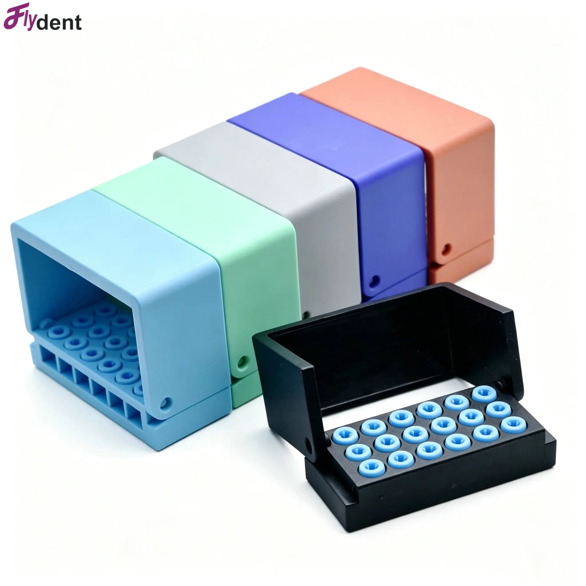 18Holes Dental Disinfection Holder for High/Low Speed Bur Block Drill Case Cleaning Stand Silicone Autoclavable Dentistry Tools