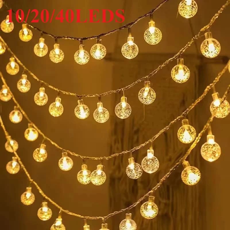 1.5M/3M/6M LED Sfera di cristallo Luci della stringa Lampada esterna Batteria USB o Alimentazione a batteria Romantico Bubble Ball Fata Luce Decorazione