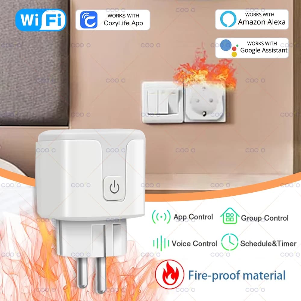 CozyLife Wifi Plug 16A Smart Socket EU with timer Group control function App Remote control socket Works with Alexa Google Home