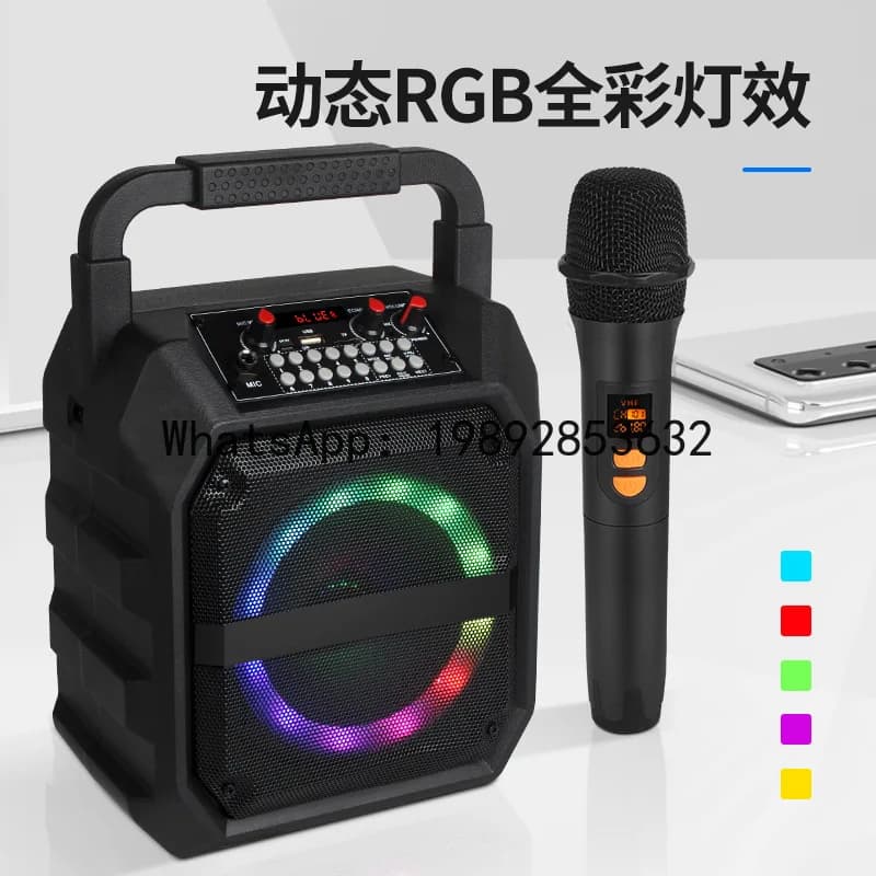 Scheda audio portatile con effetti speciali, microfono per karaoke da esterno e altoparlante Bluetooth integrato