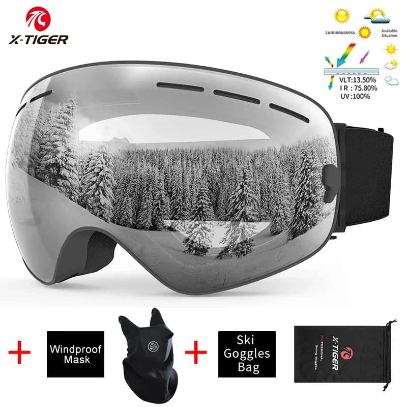 XTIGER occhiali da sci occhiali da sci invernali da uomo e da donna Outdoor Snow HD PC UV400 lenti antiappannamento a doppio strato TUP Frame Ski Gogg