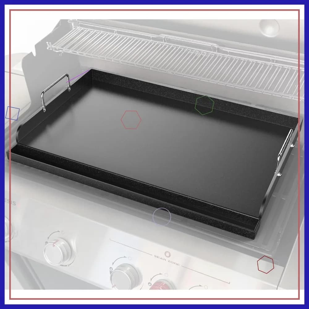 Piastra in Ghisa Antiaderente per Barbecue a Gas, 25"x16" Piastra di Cottura Piatta per Fornello, Campeggio, Attività all'Aperto