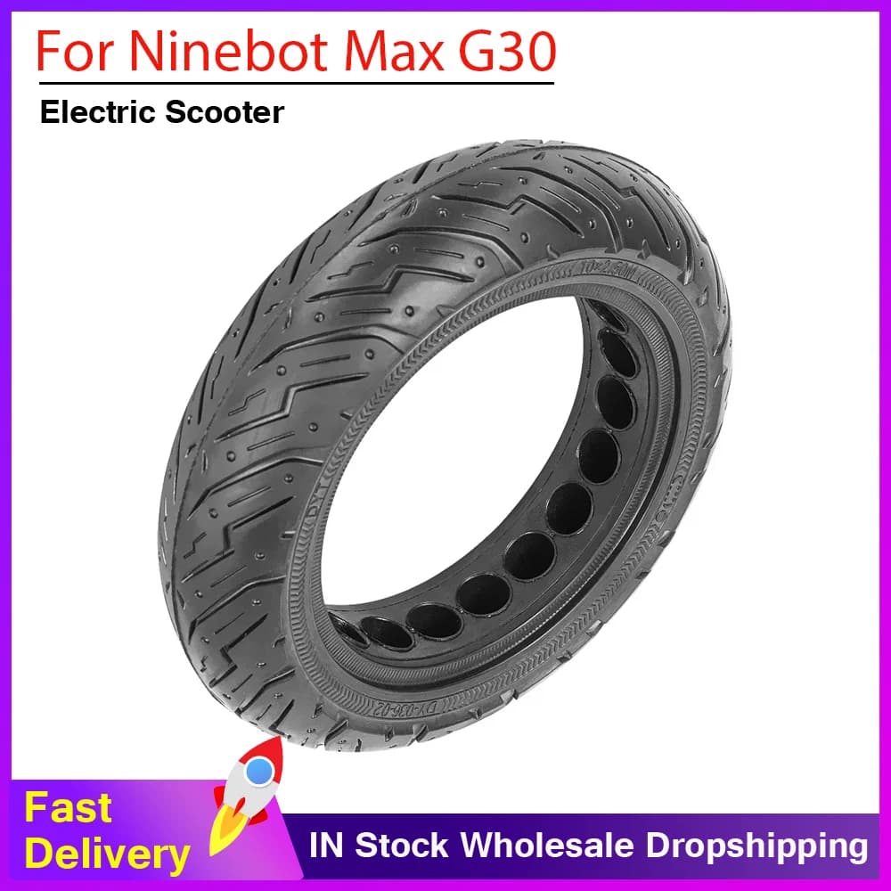 Pneumatico Solido Fuoristrada 10x2.50 10 Pollici per Ninebot Max G30, Gomma Anteriore e Posteriore Non Pneumatica a Nido d'Ape, Accessori per Monopattino Elettrico