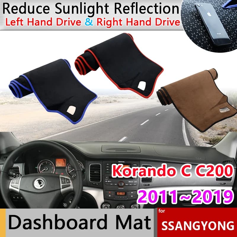 Copertura del cruscotto tappetino per cruscotto tappetino per cruscotto per SsangYong Korando C C200 nuovo Actyon 2011 ~ 2019 2012 2013 2014 2015 2016 2017 2018 Pad accessori per cuscino parasole