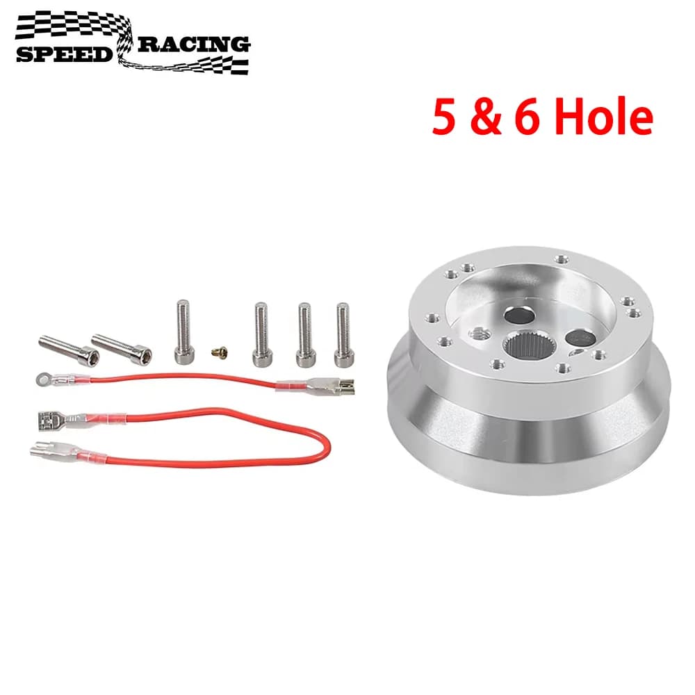 5 & 6 Hole Steering Wheel Polished Short Hub Adapter Kit Interior Aluminum Fits Steering Wheel Connector for Chevy GM
