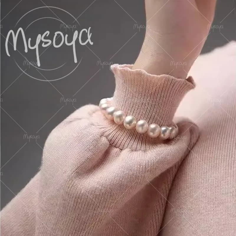 MYSOYA Bracciale con perle d'acqua dolce bianche da 7-8 mm, confezione regalo, per lei/lui, compleanno, matrimonio, anniversario, regalo per la festa della mamma A0078
