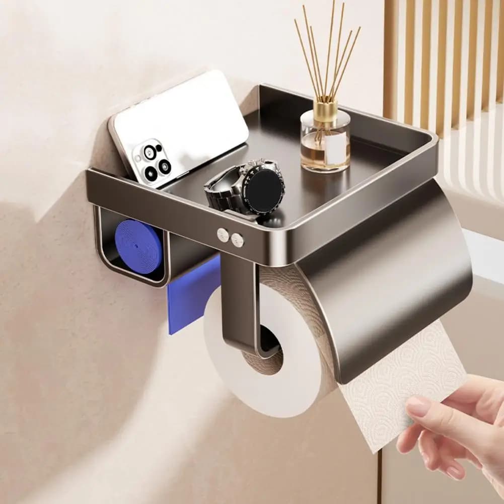 Portarotolo da Parete Antispruzzo Multifunzionale per Bagno, Dispenser di Carta Igienica, Porta Rotolo, Porta Fazzoletti