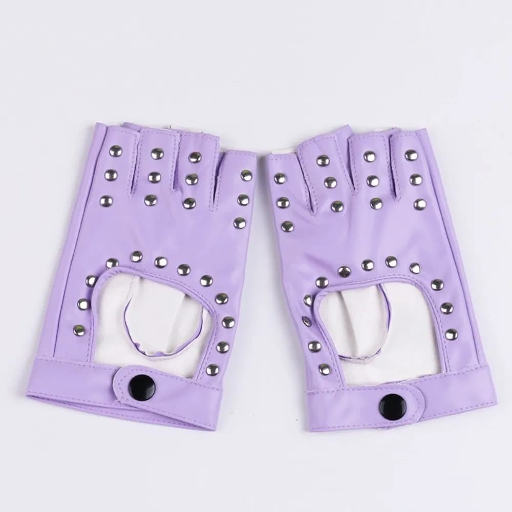 Nuovi guanti mezze dita in pelle PU Hip Hop Punk senza dita discoteca pole dance guanti rivetti guanti da moto regalo