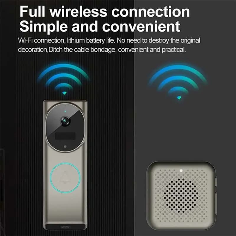 2MP 1080P Dual Lens Wireless WIFI IP Doorbell 9000mAh Battery Video Door Phone Intercom Visual Door Viewer Camera Peehole Viewer