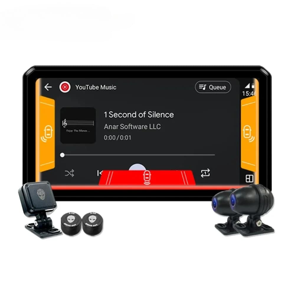 AlienRider M2 Pro Registratore per moto CarPlay Android Auto Doppia registrazione Dash Cam con touch screen da 6 pollici Radar 77GHz