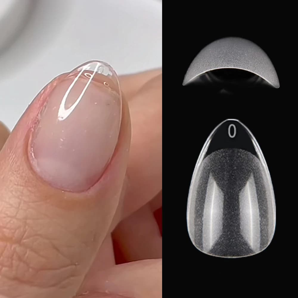 120 pieces XXS super short almond full cover sculpted nail tips in soft gel print on customized fingernails for short nail beds and small