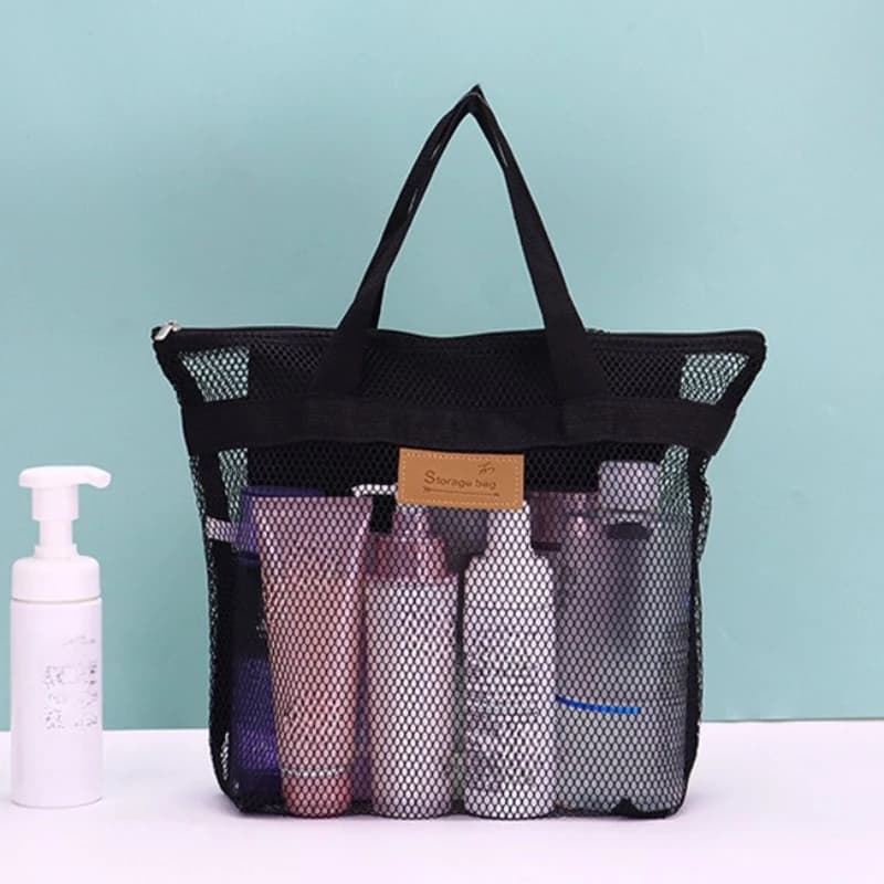 Borse portaoggetti per articoli da toeletta per trucco in rete Borse da viaggio portatili Lavaggio da spiaggia Strumenti per doccia Organizzatore Tote Custodia per cosmetici