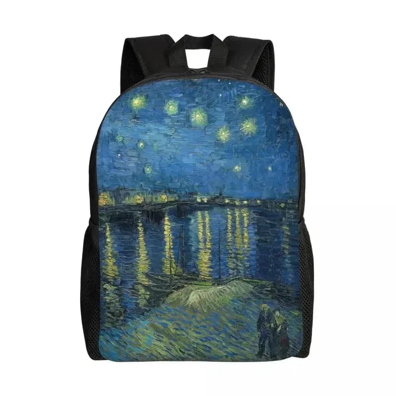 Starry Night Over The Rhone Travel Backpack Men Women School Laptop Bookbag Vincent Van Gogh College Student Daypack Bags NM33