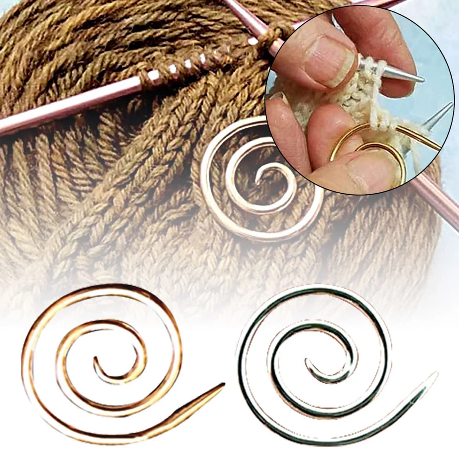 1 pz lega ferri da maglia spirale multicolore scialle Crochet Pin piegato arazzo aghi per filato fai da te cucito strumento per maglieria 4cm x 4cm
