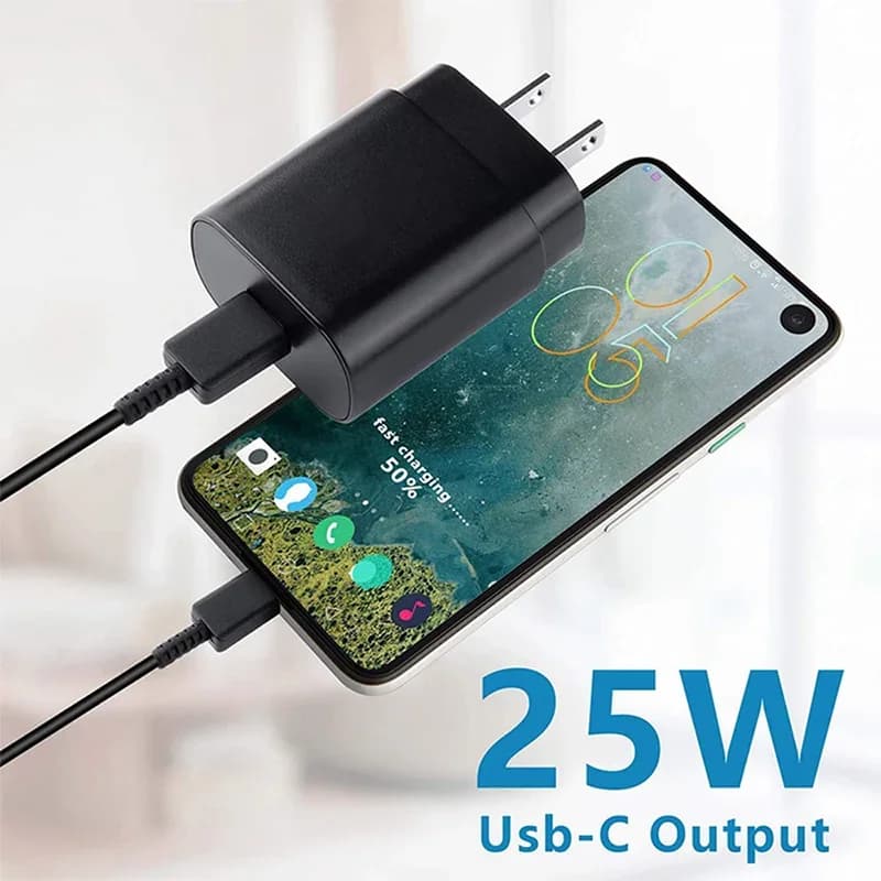 Caricatore super veloce PD 25W USB-C per iPhone Samsung Galaxy, cavo di ricarica rapida USB Type-C, caricatore da parete EU/US.