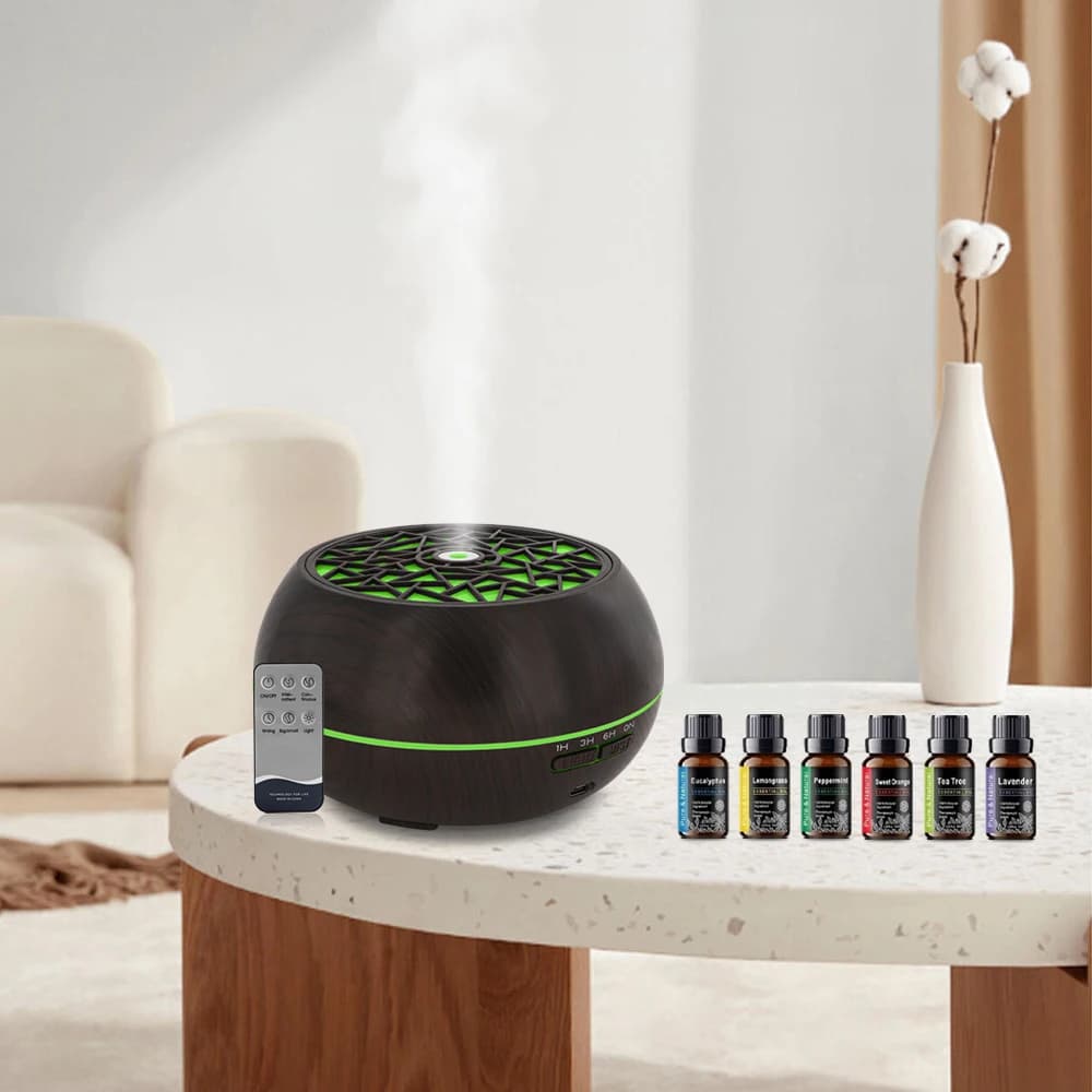 Diffusore per la casa Diffusore di aromi da 550 ml 6 oli Remoto 7 colori Timer automatico Copertura per ambienti di grandi dimensioni