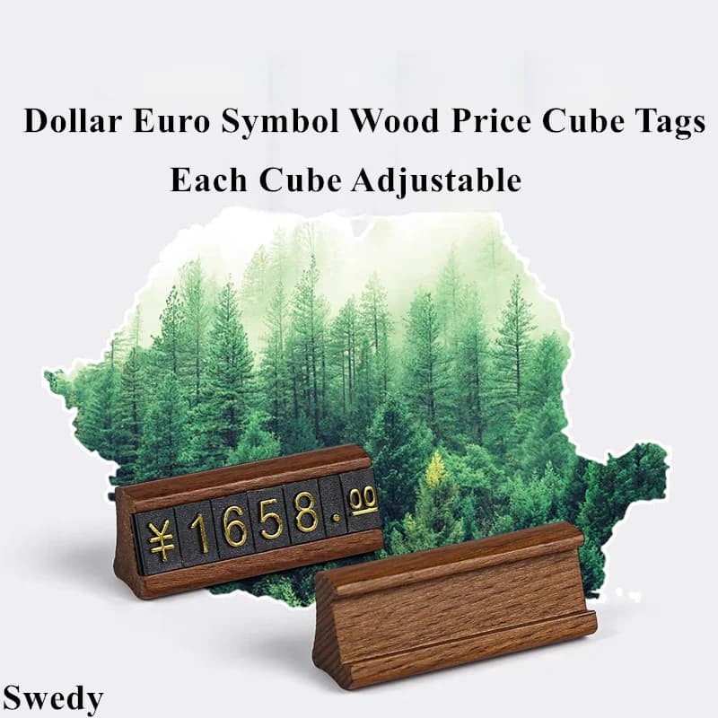 10 Pezzi Kit di Etichette Prezzo a Cubo Regolabili con Simbolo Dollaro Euro per Gioielli, Piccolo Espositore Porta Etichette Regalo