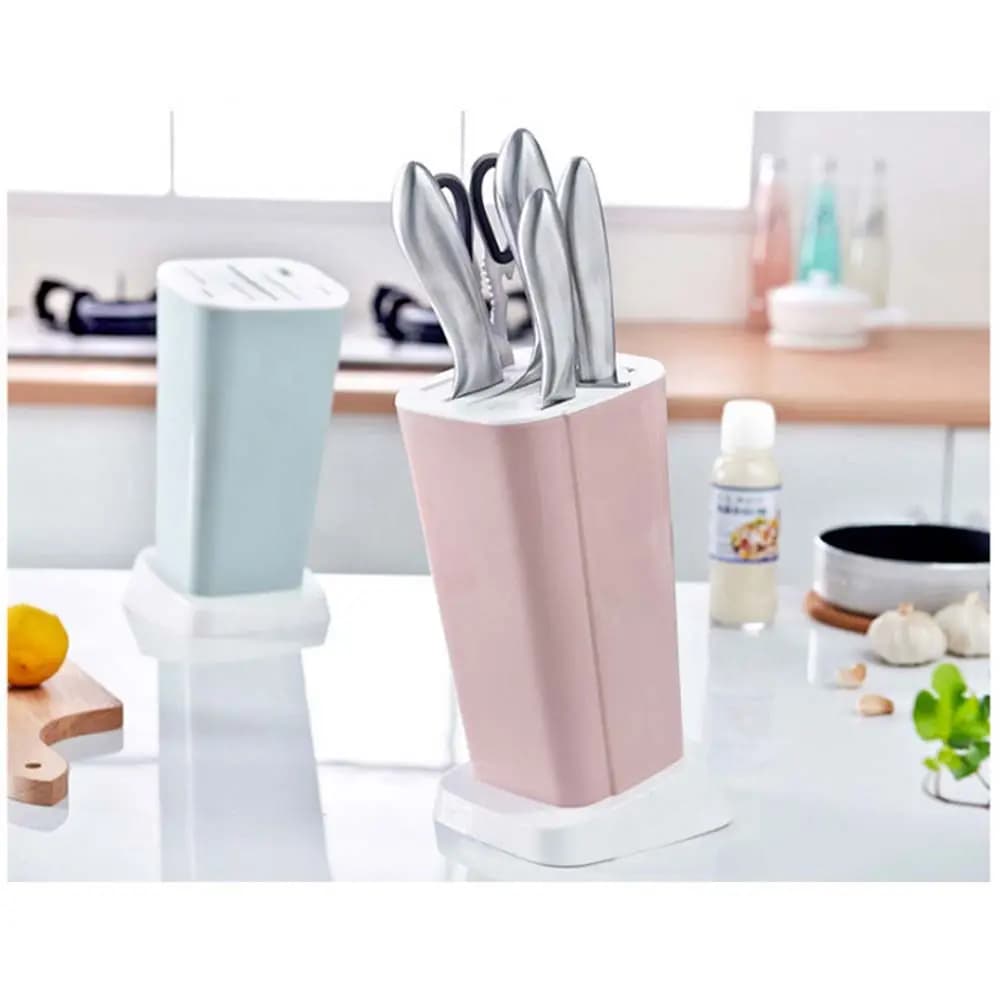 Multi-Spart Kitchen Knife Holder in PP Material, Creative, Unmountable, Swivel and Draining, Support for All Types of Knives