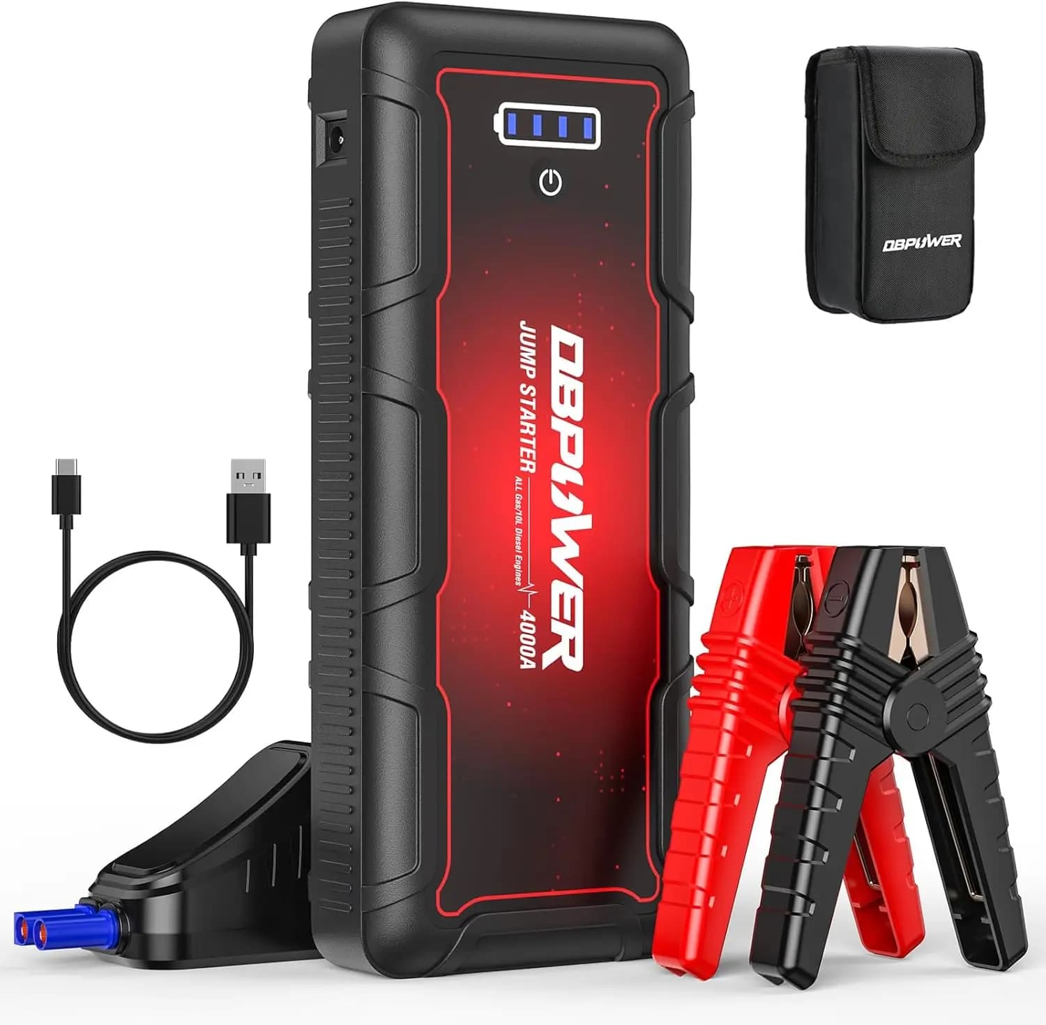 Avviatore di Emergenza Portatile 4000A di Picco 88.8Wh (Per Tutti i Motori a Benzina/Diesel fino a 10L) Booster Batteria Auto 12V con Funzione SM