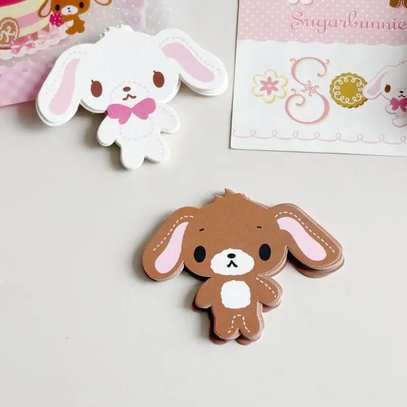 Blocco Note Adesivo Kawaii Cartoon Sugarbunnies, Forniture di Cancelleria per Studenti, Accessori Creativi, Messaggi, Regalo di Natale per Amici