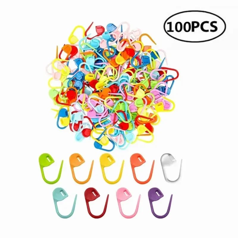 100 Pezzi Colorati Segnapunti per Lavorazione a Maglia e Uncinetto, Fermagli e Perni per Uncinetto, Segnapunti Bloccabili per Lavorazione a Maglia, Fai da Te