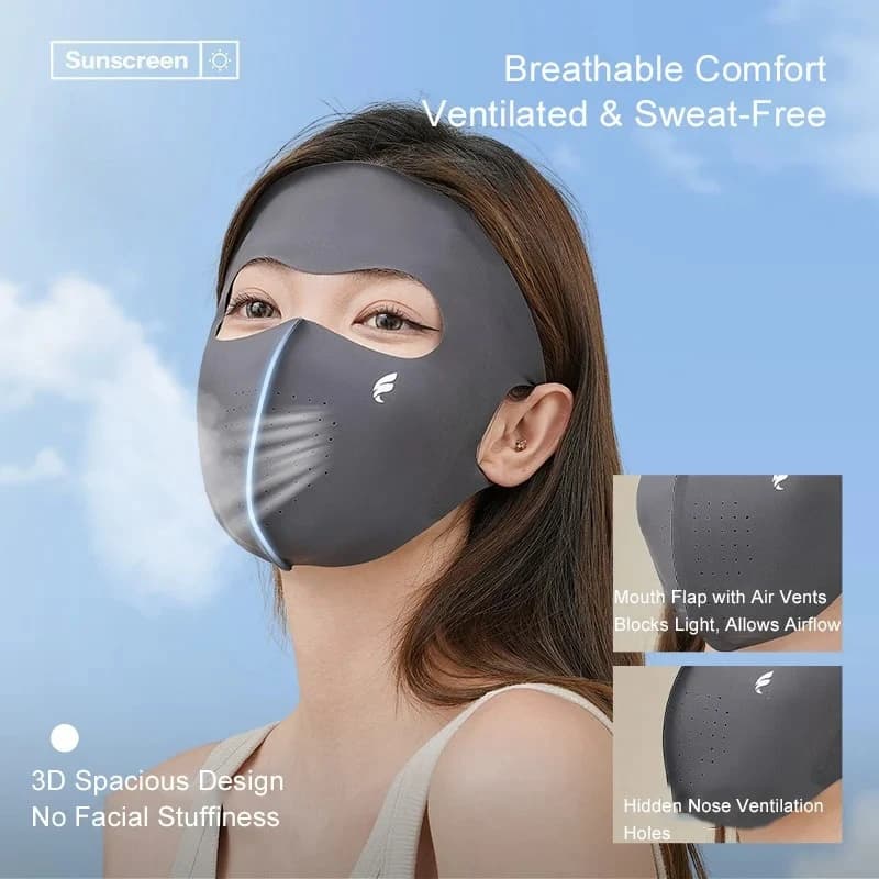 3D Full Face Sun Mask Hyaluronic Acid UV Protection Breathable Ice Silk mask for Summer Outdoor Cycling