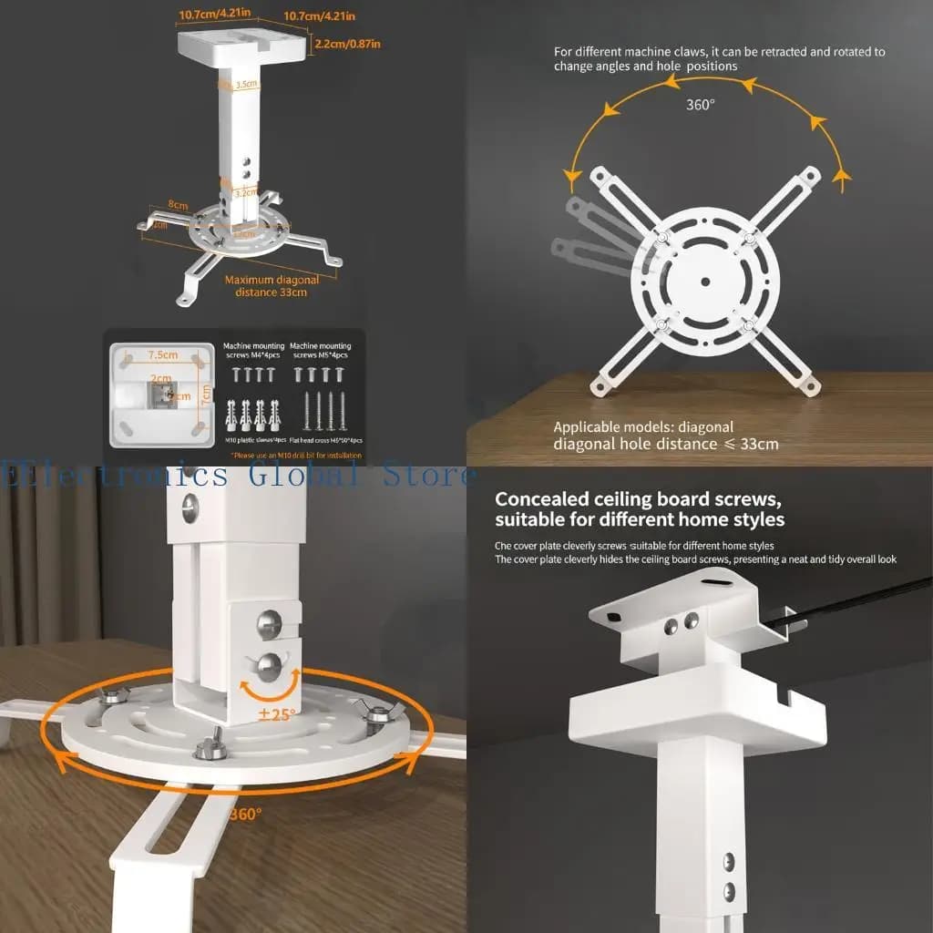 462B Supporto da soffitto per gancio per proiettore funzionale per installazione a parete o a soffitto