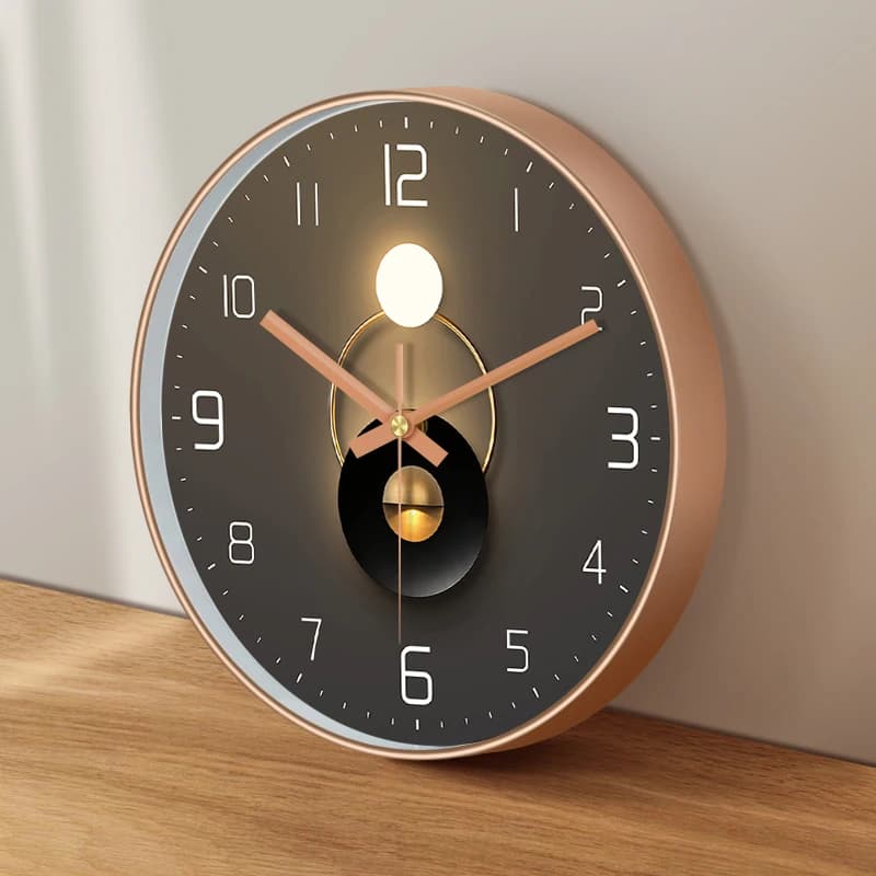 Luxury Modern Wall Clock with 2D Golden Numbers, Quiet, ABS Frame, Elegant Living Room Decoration, Bedroom, Office