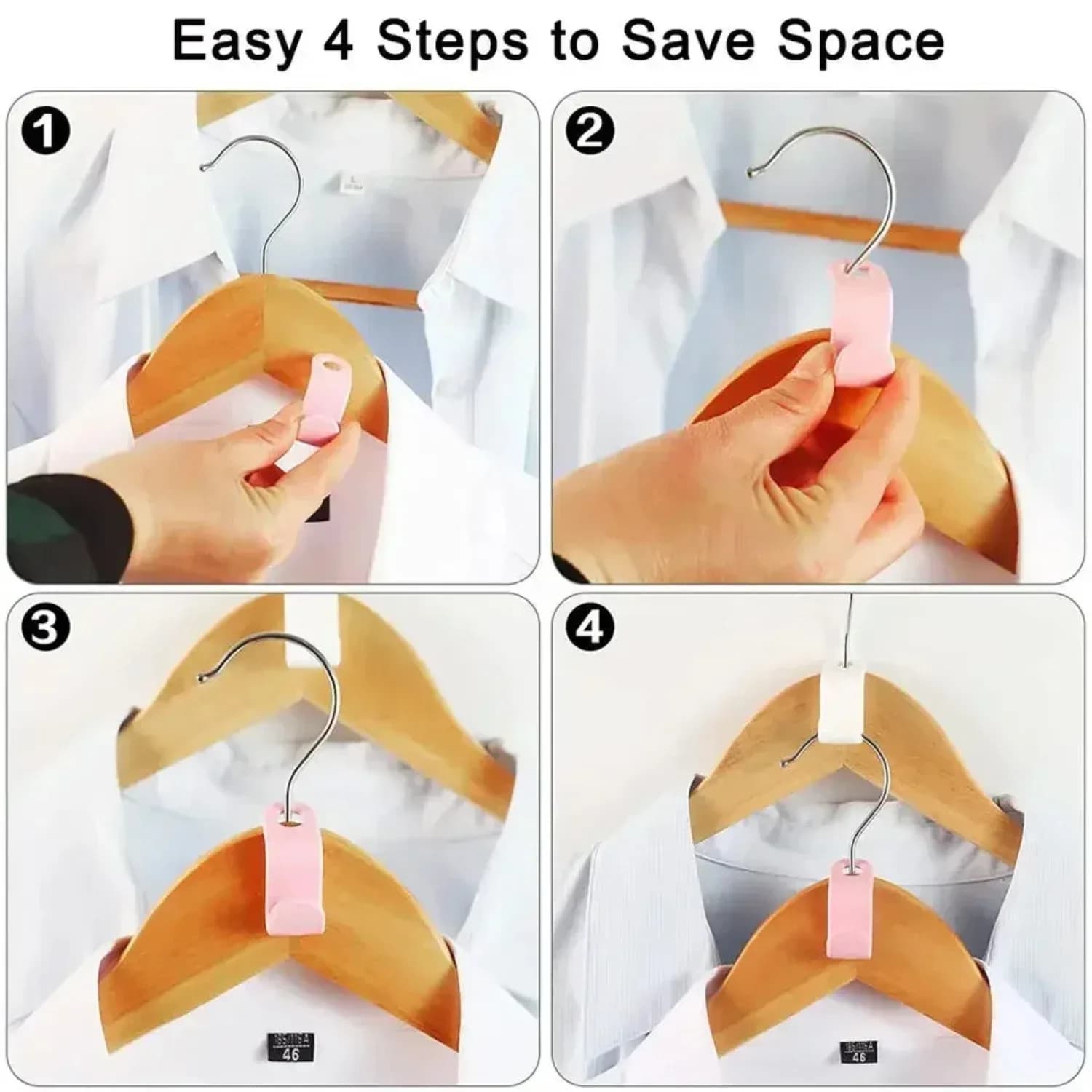 Ganci Connettori per Armadio, Clip in Plastica Salvaspazio a Cascata, Organizzatore per Vestiti e Armadietti