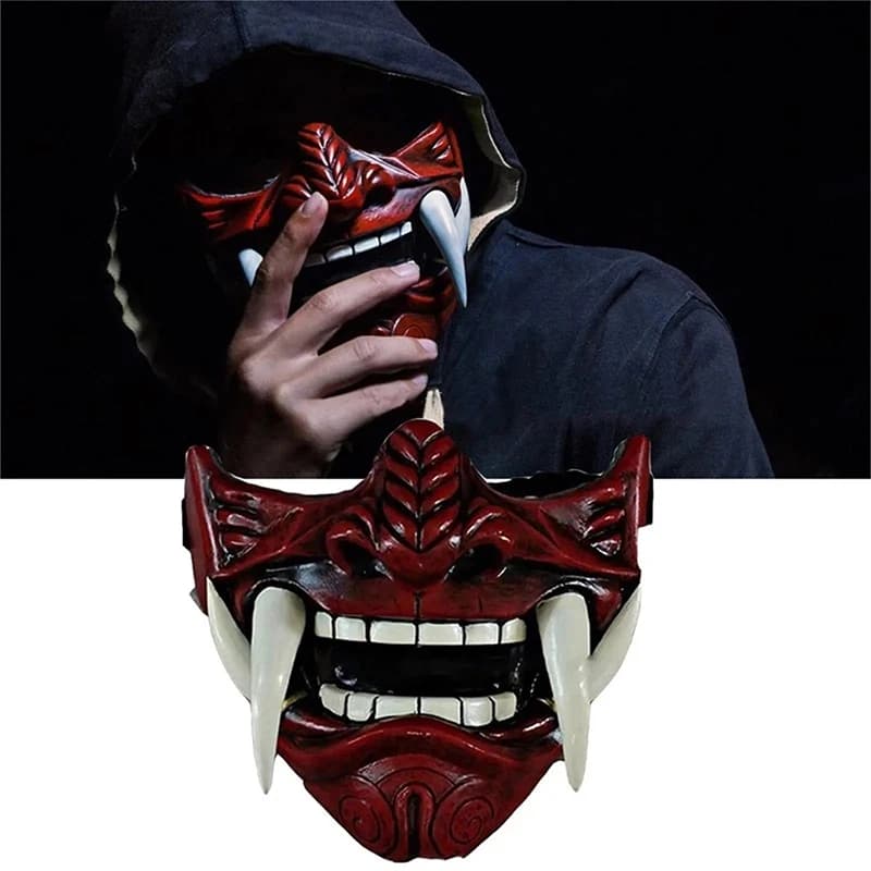 Samurai giapponese Oni Demon Mask Halloween Demon Samurai Cosplay Horror Prajna Killer Masks Party Costume puntelli