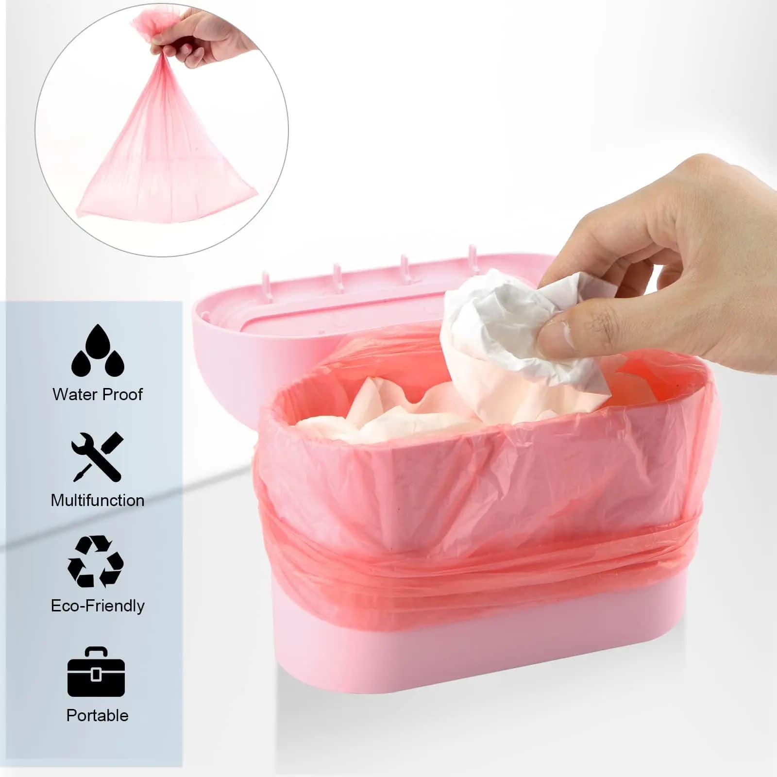 Organizer per Auto Tutto-in-Uno, Cestino Resistente con Coperchio Facile da Aprire e Vano Portaoggetti, Mantiene l'Auto Pulita, Perfetto per Viaggi e Pendolarismo