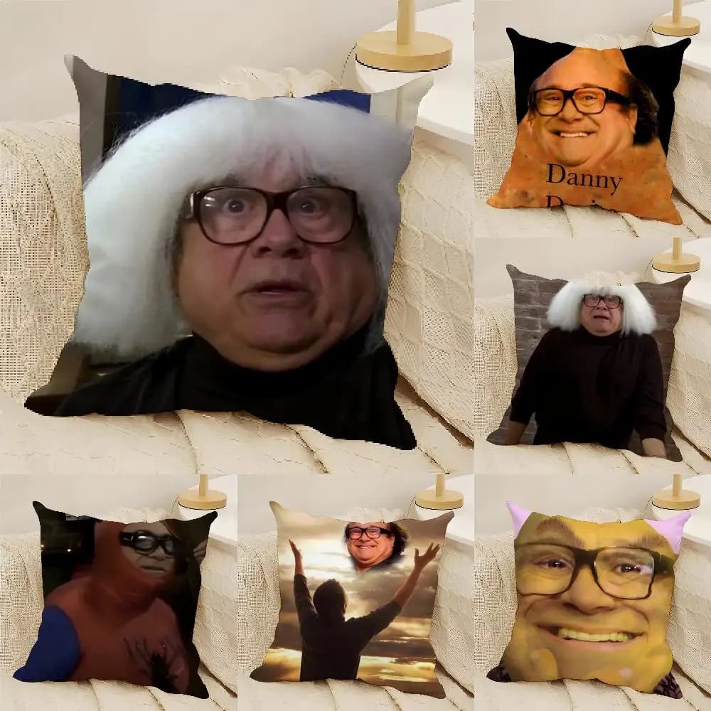 Meme Funny D-Danny D-DeVito Federa per cuscino in lino naturale con stampa fronte-retro, decorazione per la casa, per divano