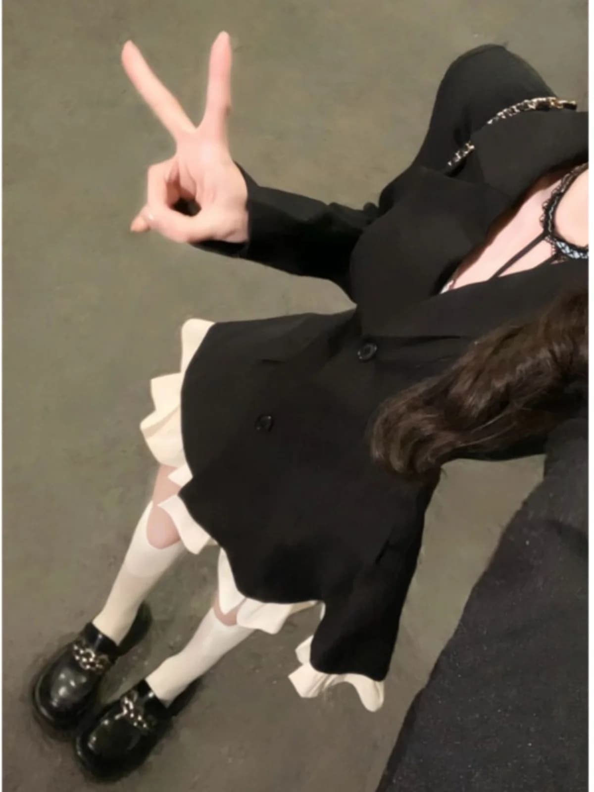 Elegante Abito Nero Stile Coreano alla Moda con Gonna Corta a Vita Alta, Vestito Casual da Donna in Misto Cotone per la Primavera