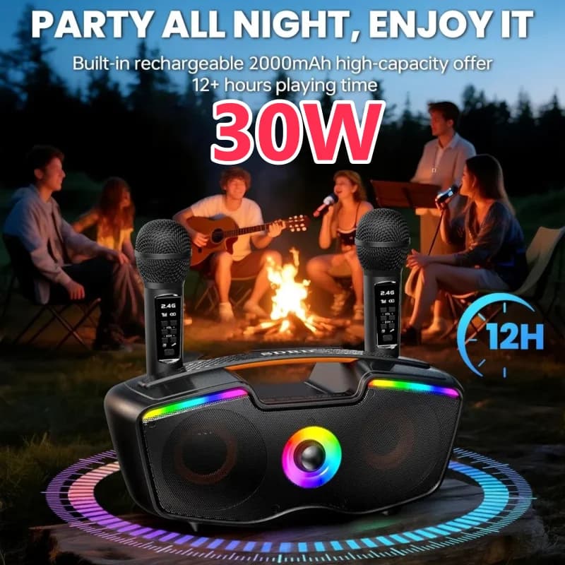 Karaoke Bluetooth Speaker Wireless Microphone All-in-One Machine Portable Entertainment Subwoofer Professional Home Stereo Sets