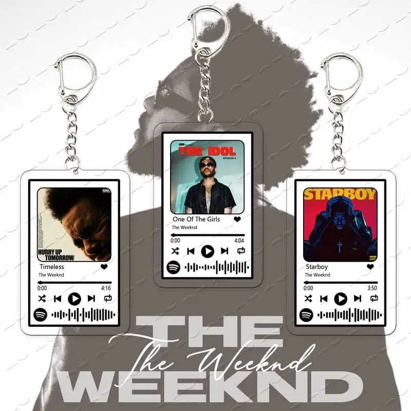 Popular Singer The Weeknd Music Playlist Code Starboy Blinding Lights Acrylic Keychains Bag Charm Accessories Pendant Fans Gift