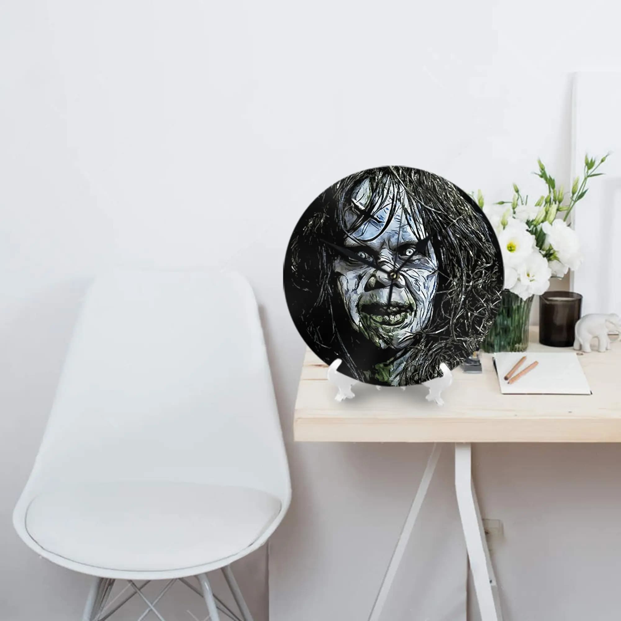 Theexorcistreganmacneildesign Wall clock Room decoration Quiet round watch for bedroom Living room Kitchen Home