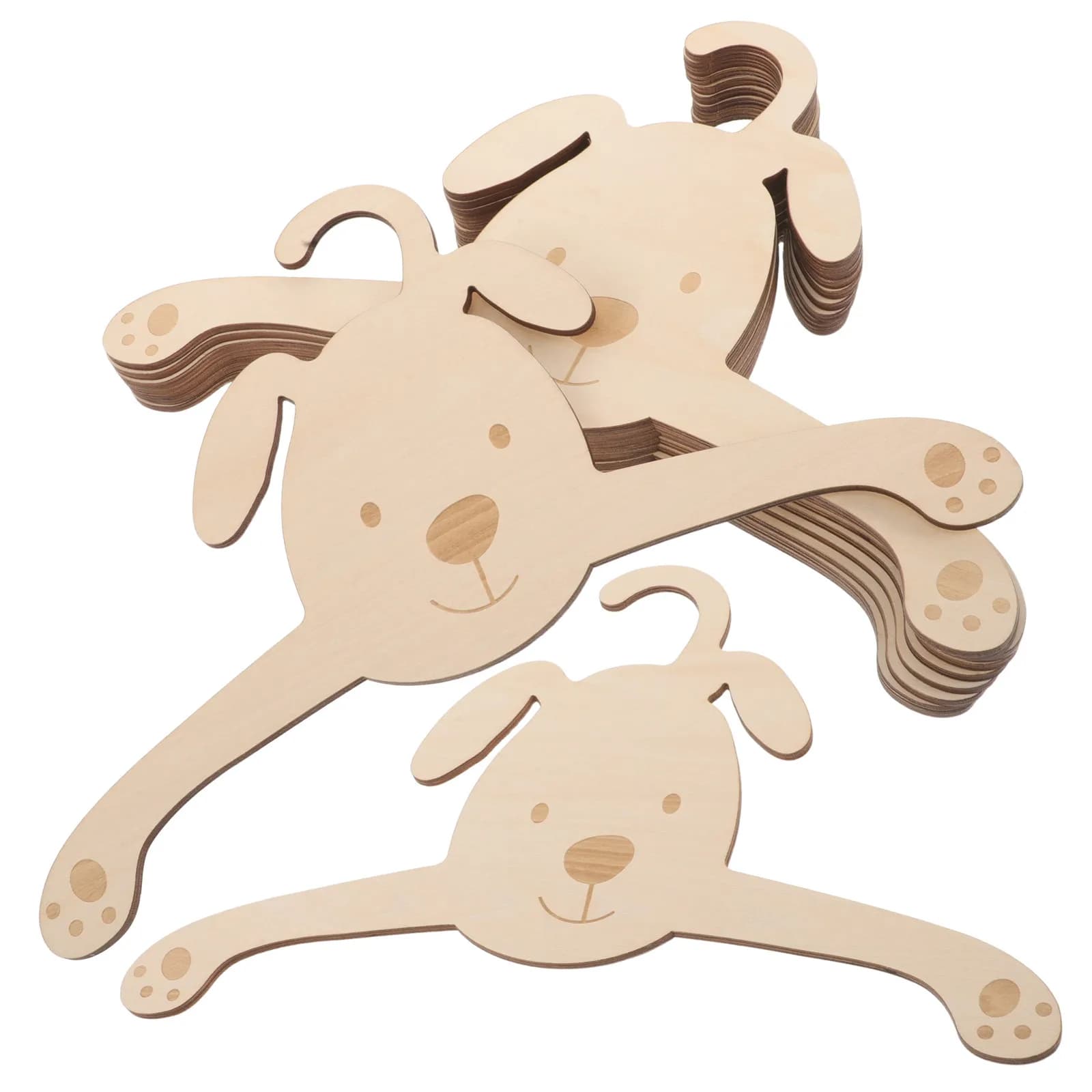 10Pcs Wooden Pet Hangers for Dog Clothes Small Kitten Coat Hooks Adorable Animal Design Mini Clothes Rack for Bedroom Balcony