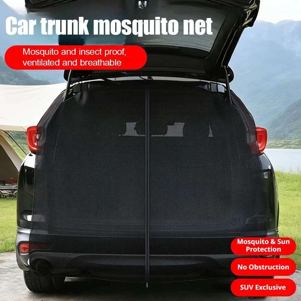 Breathable UV Protection Car Tailgate Mosquito Net Camping Trunk Curtain for SUV Self-Driving Tour,Universal FitRear Door Screen