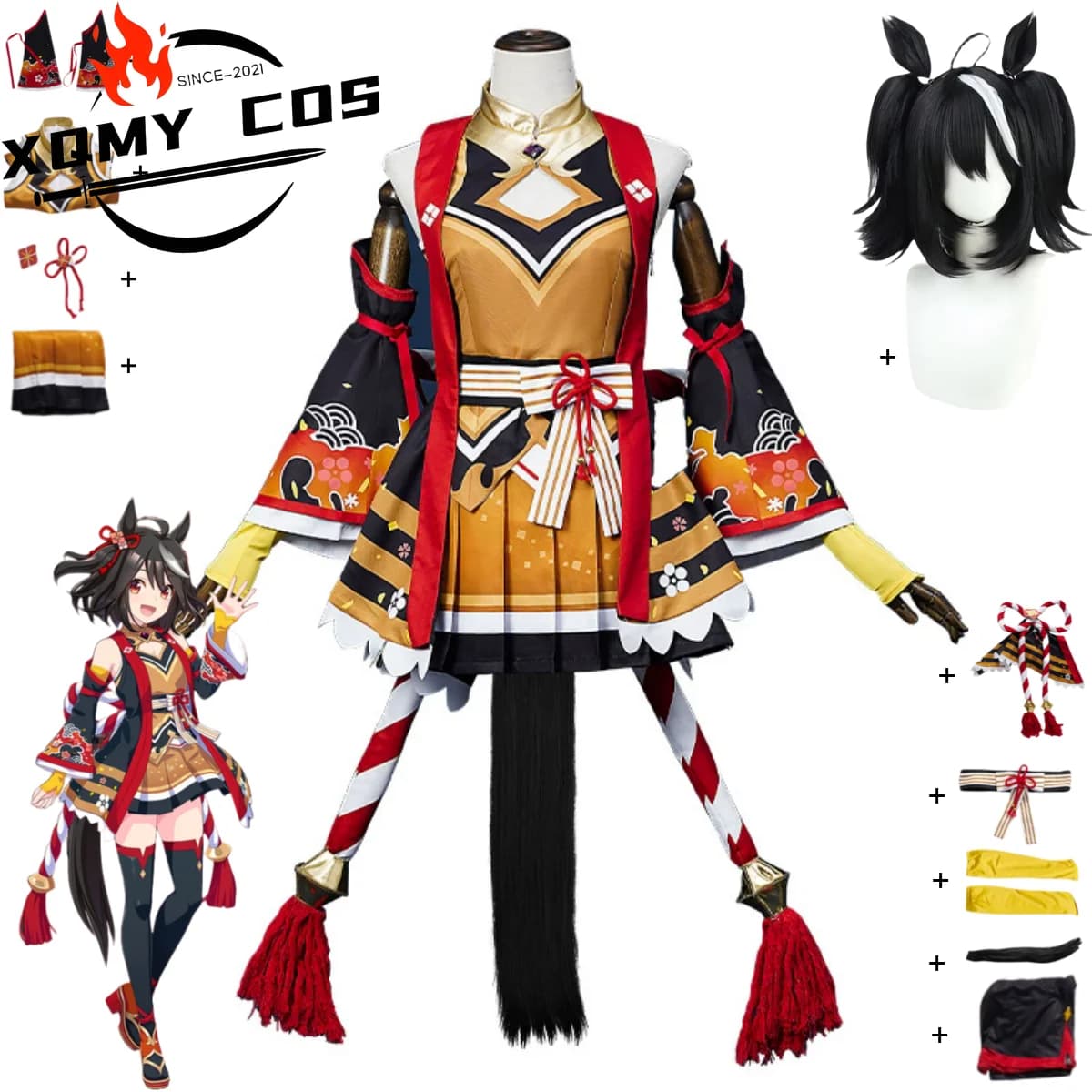 XQAnime Gioco Umamusume: Pretty Derby Stagione 3 Kitasan Nero Costume Cosplay Spica Uniforme Da Combattimento Gonna Parrucca Donna Sexy Carnevale S