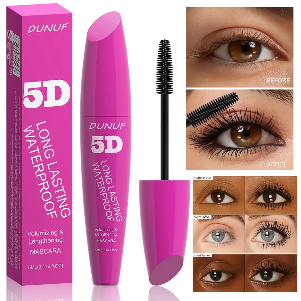 Mascara 5D Waterproof Fast Drying Moisturizing Extension Curling All day long Wearing without scales for swimming Daily use