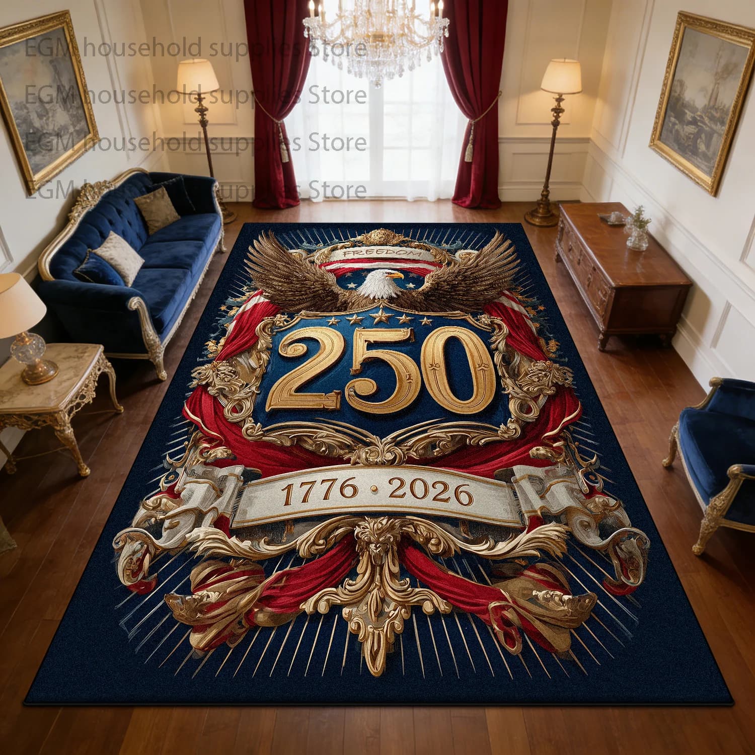 American Style Carpet 250 Anniversary Celebration Decoration Living Room Pile Fabric Rug Washable Non-slip Office Mats Bedroom