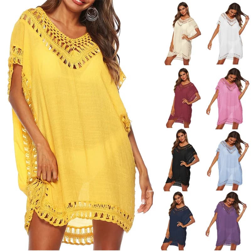 Generic Women's Sexy and Bathrobe Stylish Lace Beach Kimono Cover-upfor Woman Bathrobe Holiday Pool Beach and Party