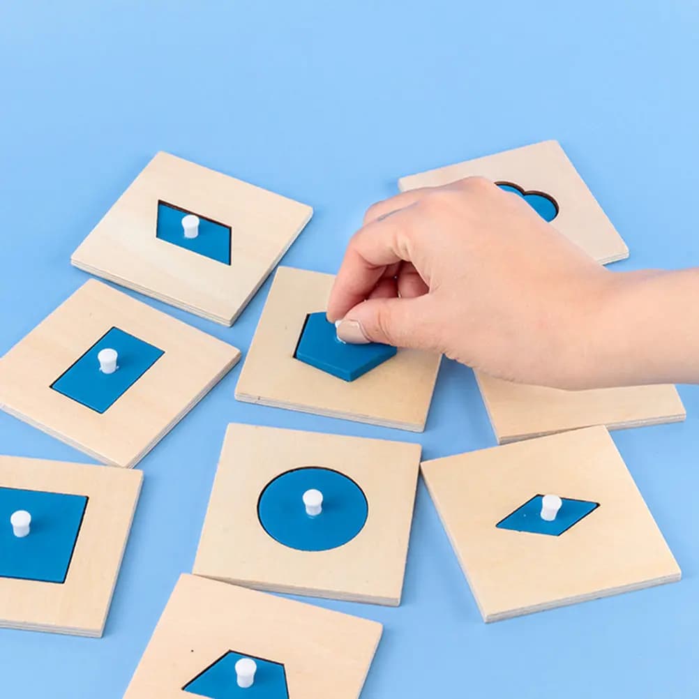 Set di 10 Blocchi in Legno per l'Apprendimento delle Forme, Gioco Educativo Sensoriale per lo Sviluppo Manuale dei Bambini