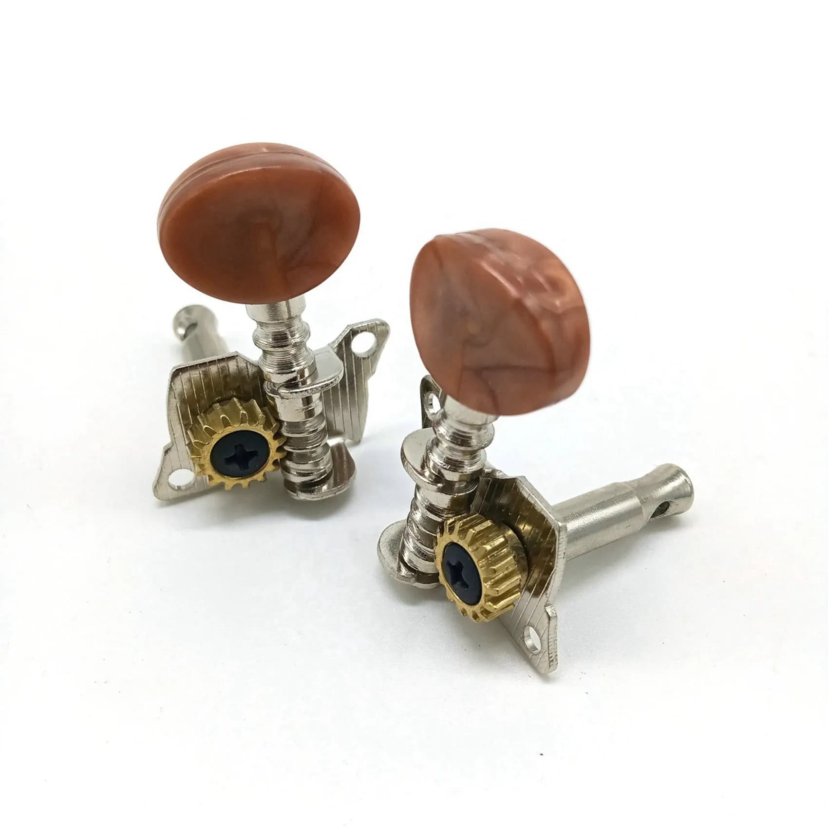 ABKV-12X 6R6L Metal Ukulele Locking String Tuner Guitar Tuning Peg Machine Head With Brown Head Pegs For Ukulele Guitar Part