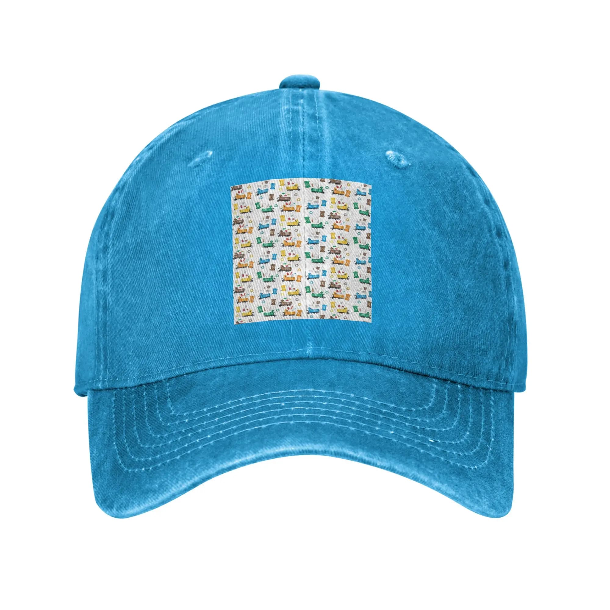 Colorful Recycling Garbage Trucks and Bins Denim Cap Casual Baseball Caps Adjustable Hat Summer Unisex Baseball Hats