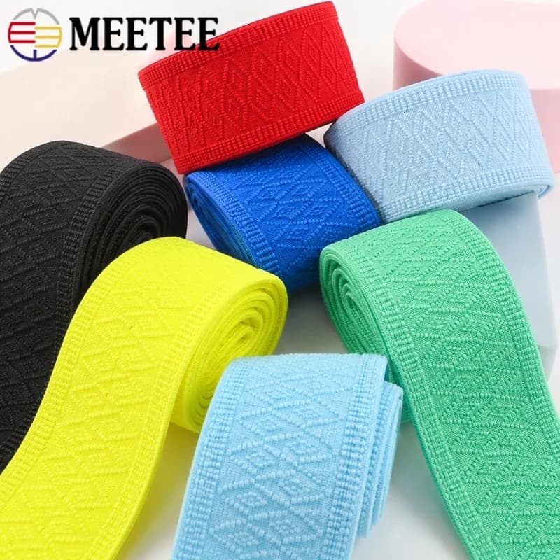 5-20M 50mm Patterned Elastic Webbing Band Polyester Stretch Tape for Pants Waistband Garment Bag Strap Sewing Roll Set Accessory