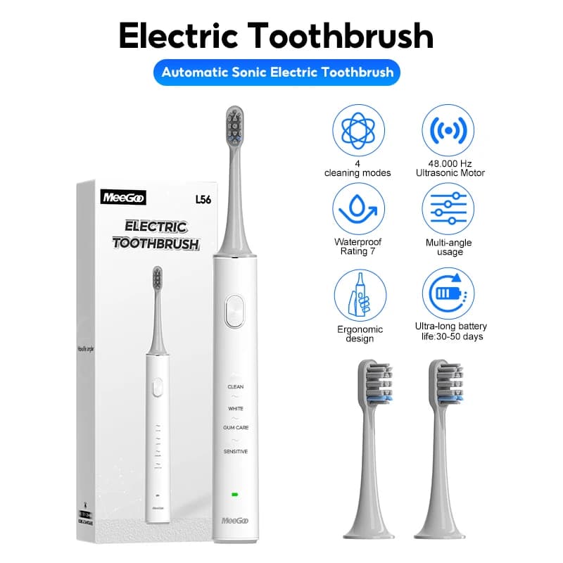 MEEGOO Wireless Sonic Electric Toothbrush, rechargeable via USB, whitening brush, waterproof ultrasound automatic toothbrush, new